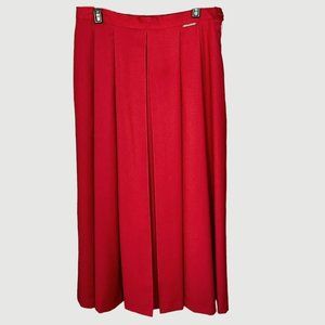 Geiger Collections Red Pleated Wool Midi Skirt Size 12 (42) Australian